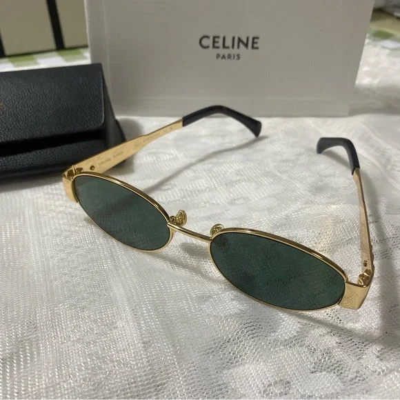 Celine | Accessories | Celine Gold And Green Aviator  display picture 2
